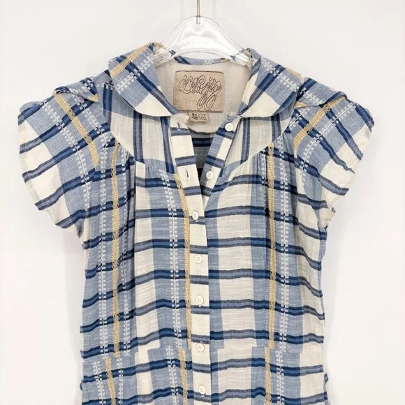 ACE & JIG Ophelia Button-Down Plaid Midi Dress in Honor Blue XS - Picture 3 of 13